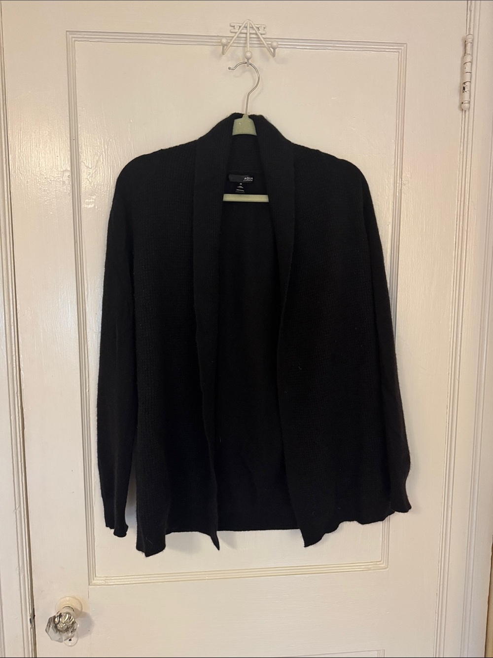 Aqua Black Open-Front Shawl Collar Cardigan